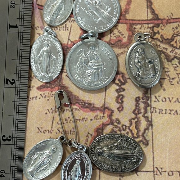 Jewelry | Lot Vintage Religious Catholic Medal Charms Virgin Mary ...
